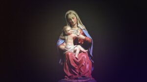 pexels-photo-51524 mother mary and christ figurine on black background